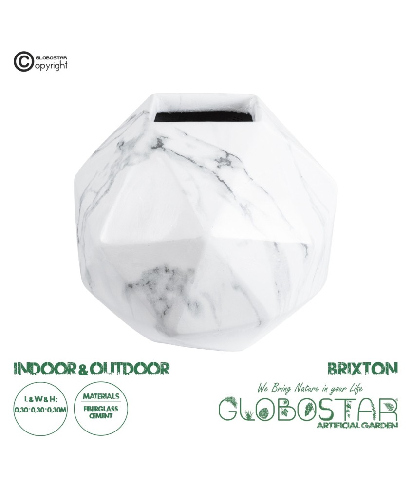 GloboStar® Artificial Garden BRIXTON 20784 Επιδαπέδιο Πολυεστερικό Τσιμεντένιο Κασπώ Γλάστρα - Flower Pot Λευκό Μ30 x Π30 x Υ30cm